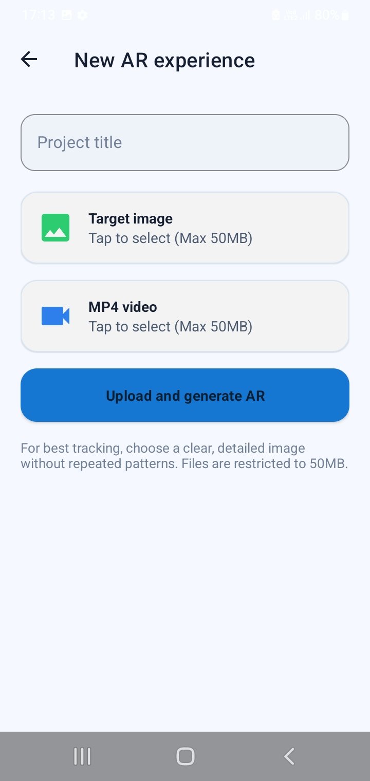 Create a new AR experience in Zitmagix